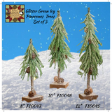 Glitter Icy Green  Christmas Icy Trees Set of 3