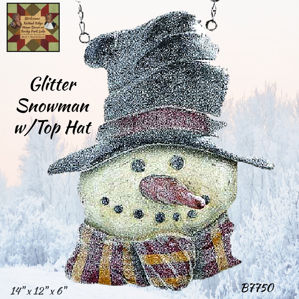 Snowman Glitter w/Top Hat Arrow Replacement Sign