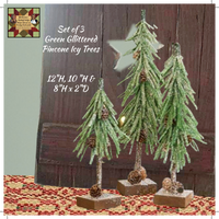 Glitter Icy Green  Christmas Icy Trees Set of 3