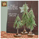 Glitter Icy Green  Christmas Icy Trees Set of 3