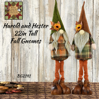 Harold and Hester 22in Standing Fall Gnome  2/Set