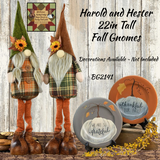 Harold and Hester 22in Standing Fall Gnome  2/Set
