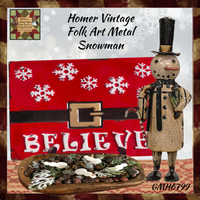 Homer Vintage Snowman Metal Art Work