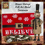 Homer Vintage Snowman Metal Art Work