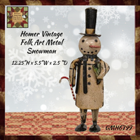 Homer Vintage Snowman Metal Art Work