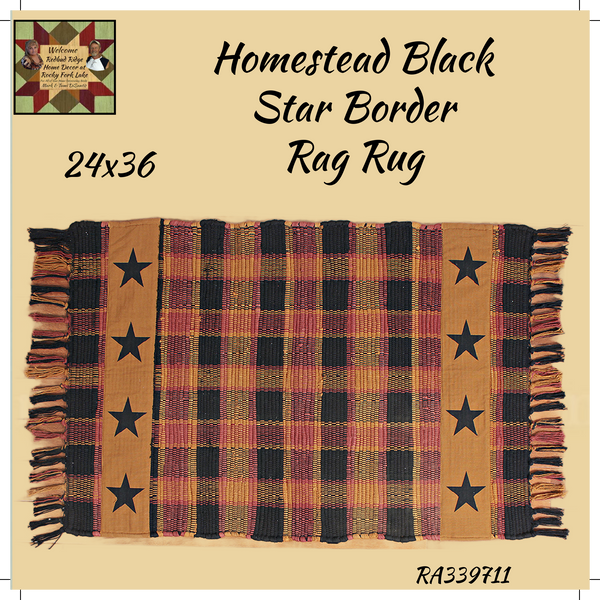 Homestead Star Border Multi Primitive Rag Rug