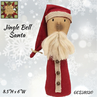 Jingle Bell Primitive Santa 10"H