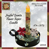 Christmas Taper Candle Primitive Christmas Joyful Santa LED Timer