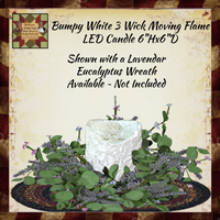 Bumpy White 3 Wick Moving Flame Realistic Candle 6"x 6"