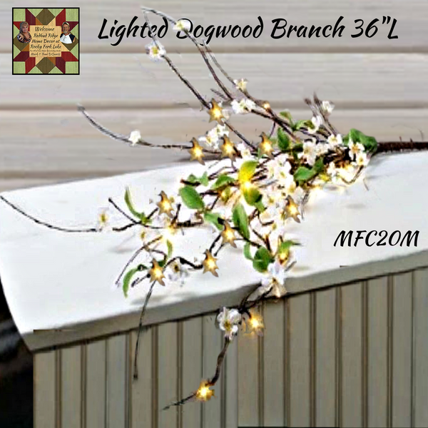 Lighted Dogwood Branch 36"L Light Pink Flowers