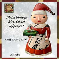 Mrs Clause Holding a Present Metal Art