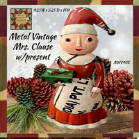 Mrs Clause Holding a Present Metal Art