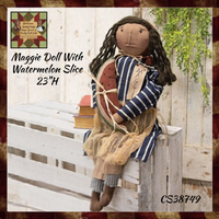 NEW Prim Maggie with Watermelon Slice Fabric Doll  23"H