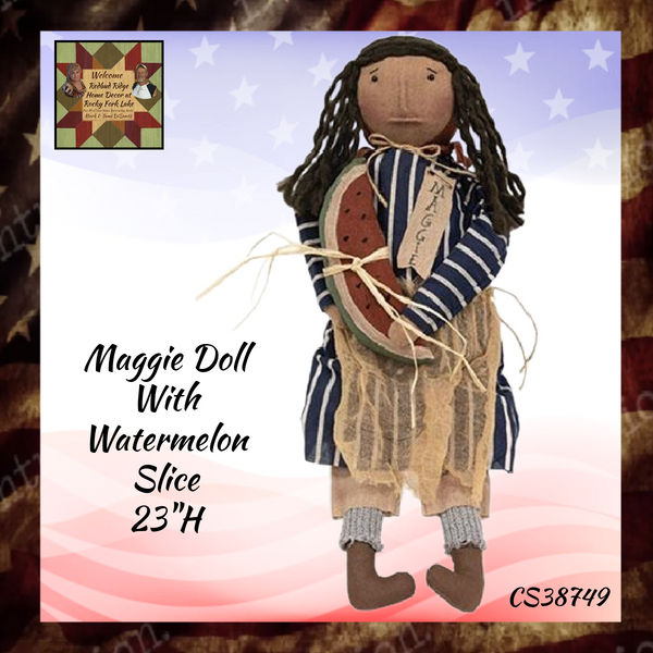NEW Prim Maggie with Watermelon Slice Fabric Doll  23"H