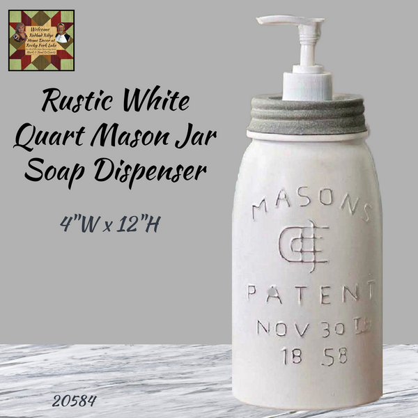 Rustic White Quart Mason Jar Soap Dispenser
