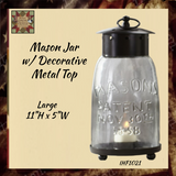 Mason Jar Lantern with Decorative Lids 2 Sizes