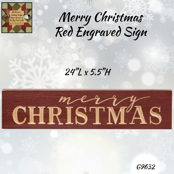 Merry Christmas Engraved Red Sign