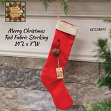 Merry Christmas Red Fabric Stocking  14"L x 7"W