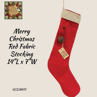 Merry Christmas Red Fabric Stocking  14"L x 7"W