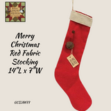 Merry Christmas Red Fabric Stocking  14"L x 7"W