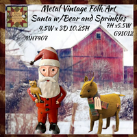 Mr Clause Holding a Teddy Bear Metal Art