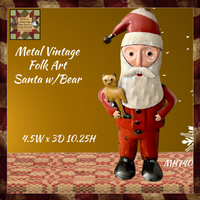 Mr Clause Holding a Teddy Bear Metal Art