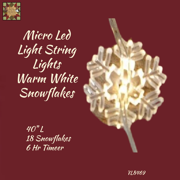 Micro 40"Mini Snowflake Warm White 18 Timer Fairy Light Strand String Set