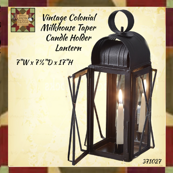 Vintage Colonial Milkhouse Taper Candle Holder Lantern