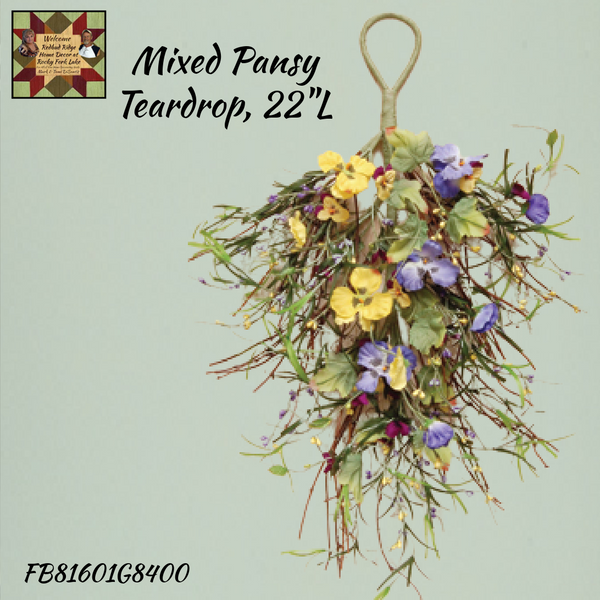 Mixed Pansy Teardrop, 22"L