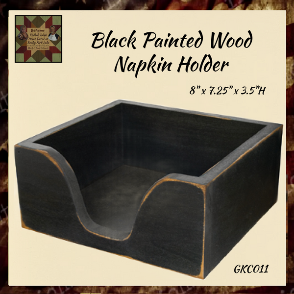 Wood Primitive Black Napkin Holder
