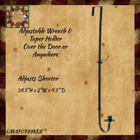 Wreath & Taper Candle Holder Adjustable Over the Door