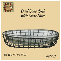 Oval Black Soap Dish with Glass Liner