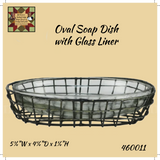 Oval Black Soap Dish with Glass Liner