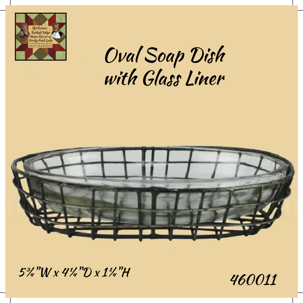 Oval Black Soap Dish with Glass Liner