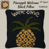 Pineapple Welcome Hooked Wool Black Pillow