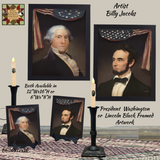 President Washington or Lincoln Colonial Wood Black Framed Artwork
