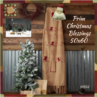 Prim Christmas Blessings with Stars Woven Throw 50"x60"
