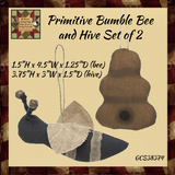 Primitive Bumble Bee and Hive Set of 2