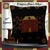 Colonial Folk Art Primitive Manor Runner or Pillow Saltbox House Raghu