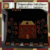 Colonial Folk Art Primitive Manor Runner or Pillow Saltbox House Raghu