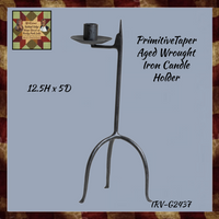 Primitive Single Taper Aged Wrought Iron Candle Holder