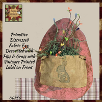 Distressed & Aged Large Fabric Egg 11"x8"x3"