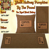 Pumpkins by the Pound Tea Dyed Black Ticking Embroidered Collection