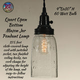 Mason Jar Pendant Quart Light Black