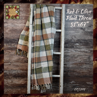 Red & Olive Plaid Woven Throw 51x67in