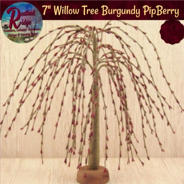 Burgundy 7"H Pip Berry Willow Tree