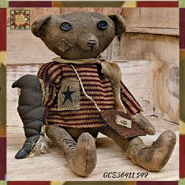 Primitive Vintage Style Robert E Bear Americana w/Crow