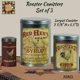 Rooster Canisters with Lids Food Safe Set of 3