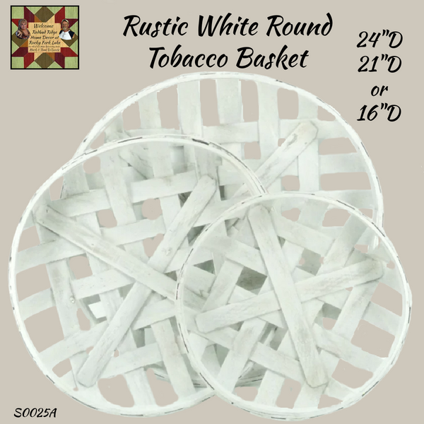 Round White Tobacco Basket Assorted