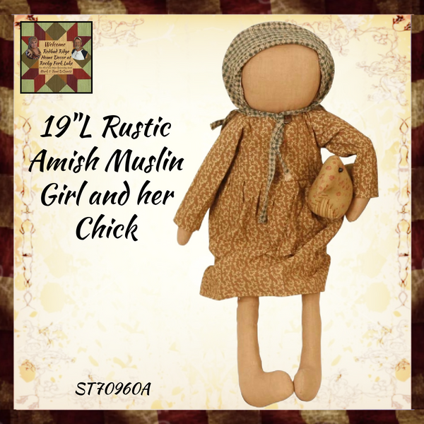 Rustic Amish Muslin Girl with her Chick